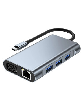 USB Type-C Hub Хаб 7 в 1 (USB x3, HDMI, VGA, LAN, Type-C)