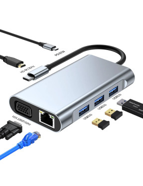 USB Type-C Hub Хаб 7 в 1 (USB x3, HDMI, VGA, LAN, Type-C)