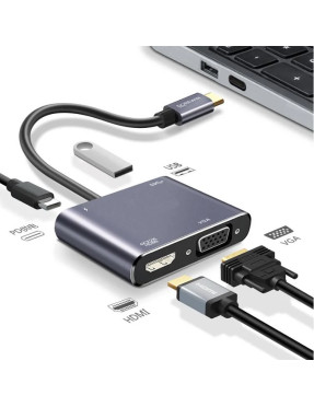 Компактний USB Type-C Hub Хаб 4 в 1 (USB, HDMI, VGA, Type-C)