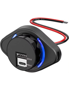 Накладная USB панель QC3.0 + PD Type-C blue