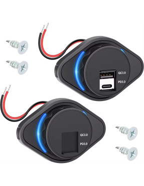Накладная USB панель QC3.0 + PD Type-C blue