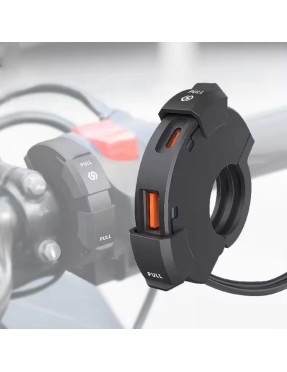 Тонка USB зарядка на кермо QC3.0 + PD з SAE кабелем і запобіжником