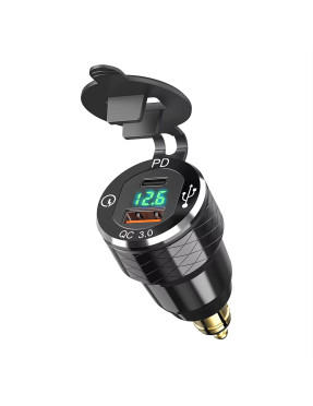 USB зарядка QC 3.0 Type-C PD 30W під роз'єм BMW DIN Hella з вольтметром