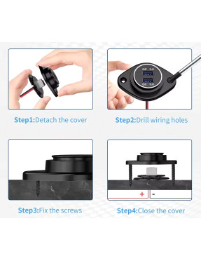Накладна USB  зарядка QC3.0 від акумулятора 12-24V Blue