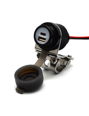 Металева мото USB на кермо Cliff Top 36W PD + QC 3.0. Магнітне вимкнення портів