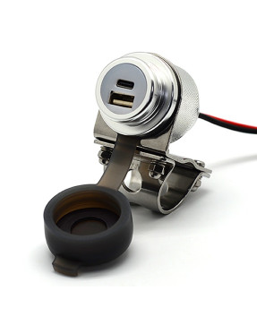 Металева мото USB зарядка телефона Cliff Top 36W PD+QC 3.0. Магнітне відключення портів