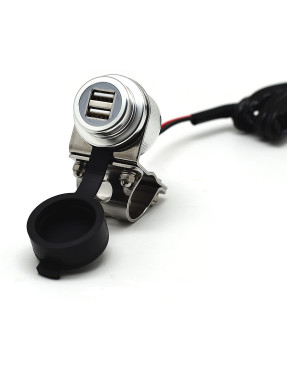 Металева Мото USB зарядка Cliff Top на кермо мотоцикла 4.6 Amp Хром