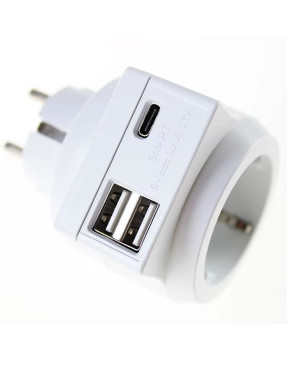 Розетка перехідник з зарядкою USB та USB type-c