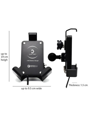 Тримач телефону Cliff Top в дзеркало з бездротовою зарядкою 15w + USB порт Металевий