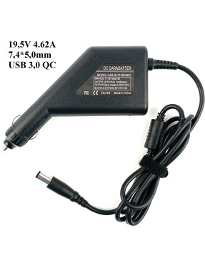 Автомобільний адаптер живлення 19.5V Dell з додатковим USB 3.0 QC