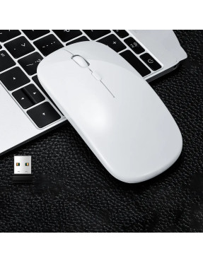 Бездротова акумуляторна Bluetooth+USB адаптер мишка, біла