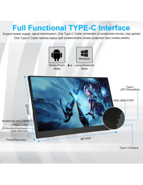 Портативний монітор Sibolan 15.6" FullHD IPS з магнітним чохлом