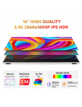 Портативний ультратонкий 2.5K монітор Sibolan 16" 2560*1600 IPS QHD