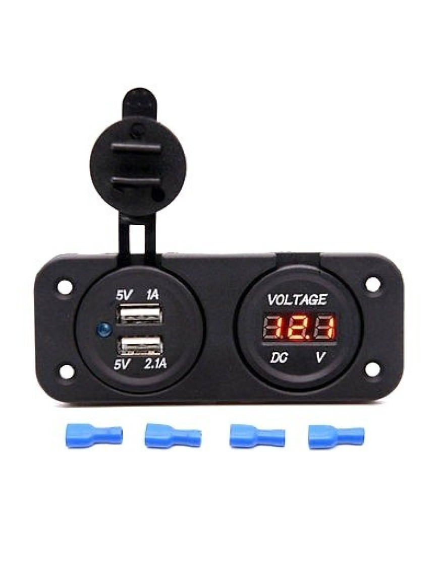 Автоблок 2 Charger USB 2.1+1А та вольтметр на рамці