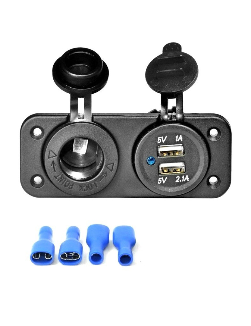 Автоблок 2 Charger USB 2.1+1А та прикурювач на рамці