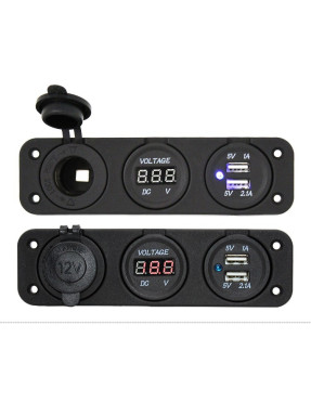 Автоблок 3 Charger USB 2.1+1А прикурювач вольтметр на рамці