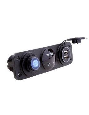 Автоблок Charger USB 2.1+1А вольтметр кнопка на рамці