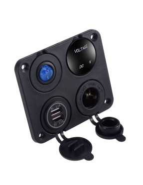 Автоблок 4 Charger USB 2.1+2.1А прикурювач вольтметр кнопка на рамці