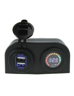 Автоблок на 2 рамці-подіумі Charger USB 2.1+2.1А та вольтметр