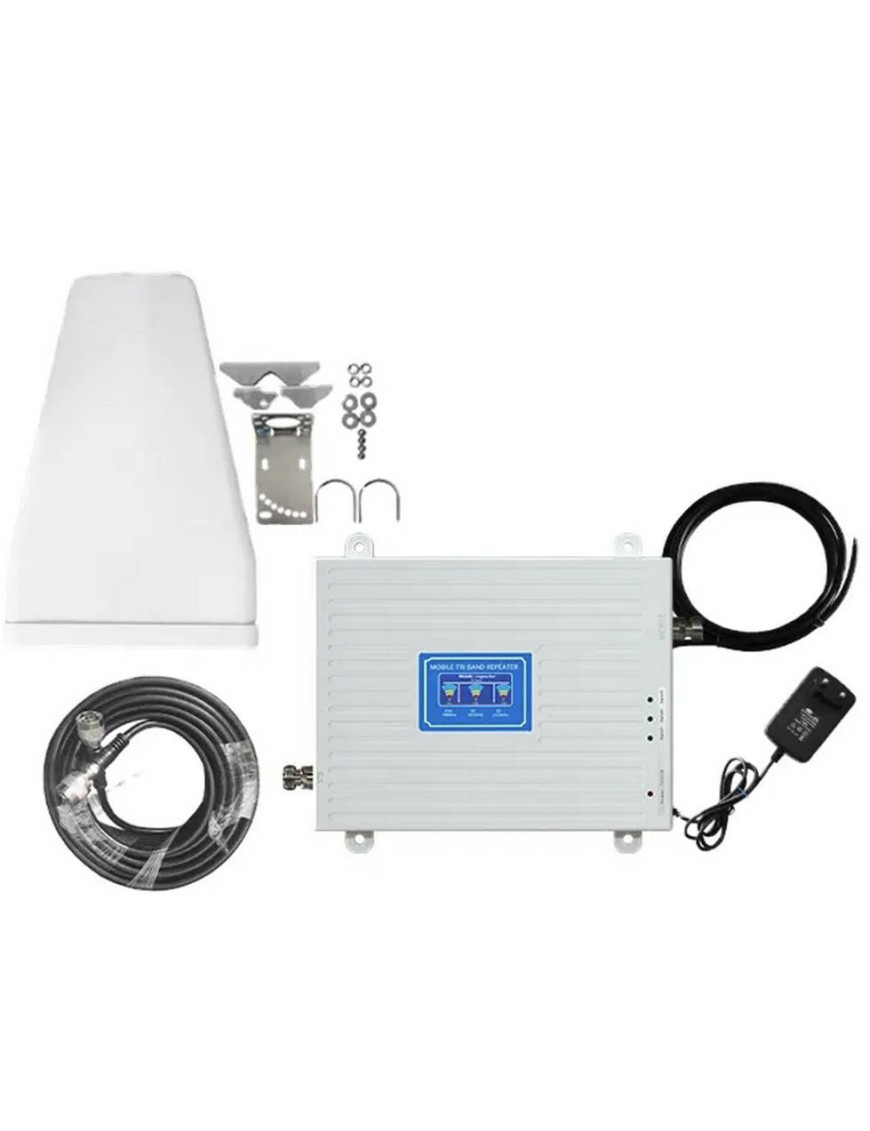 Підсилювач мобільного сигналу GSM 3G 4G LTE Tri-Band 900/1800/2100 МГц