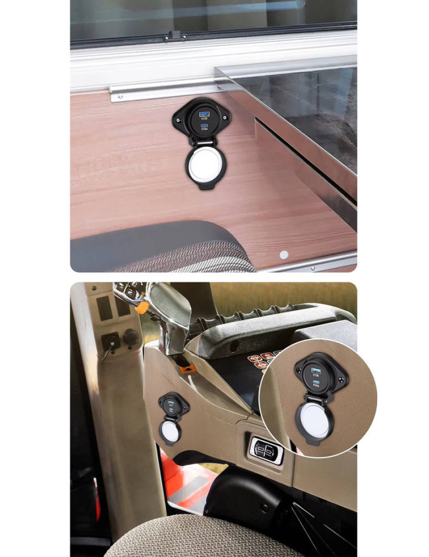 IP67 USB зарядка панель 10-90V QC3.0 PD Type-C 30W