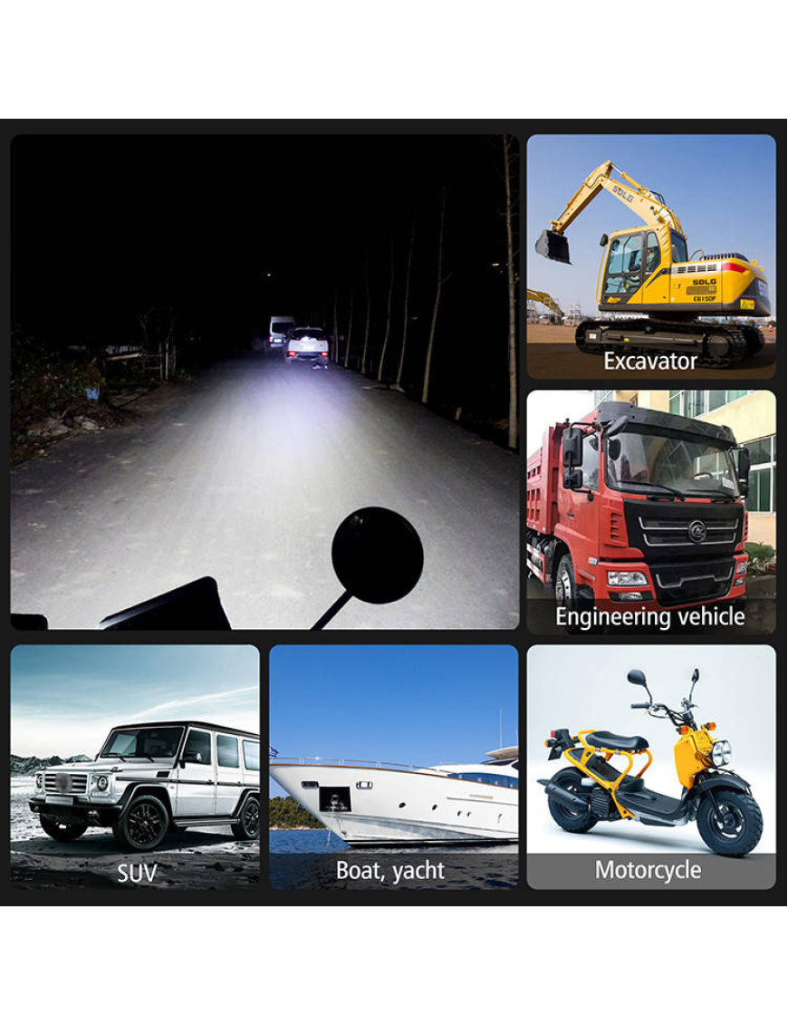 12-80V металева світлодіодна лампа фара для авто вантажівок мото IP68 32W 6500K