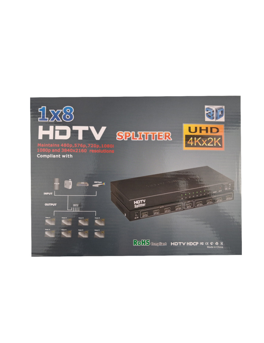 HDMI сплітер 1 в 8 портів Full HD 2K 4K 1080p 4K 2K