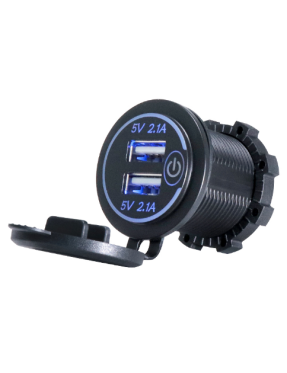 Адаптер USB зарядка 2.1+2.1А з кнопкою вимкнення