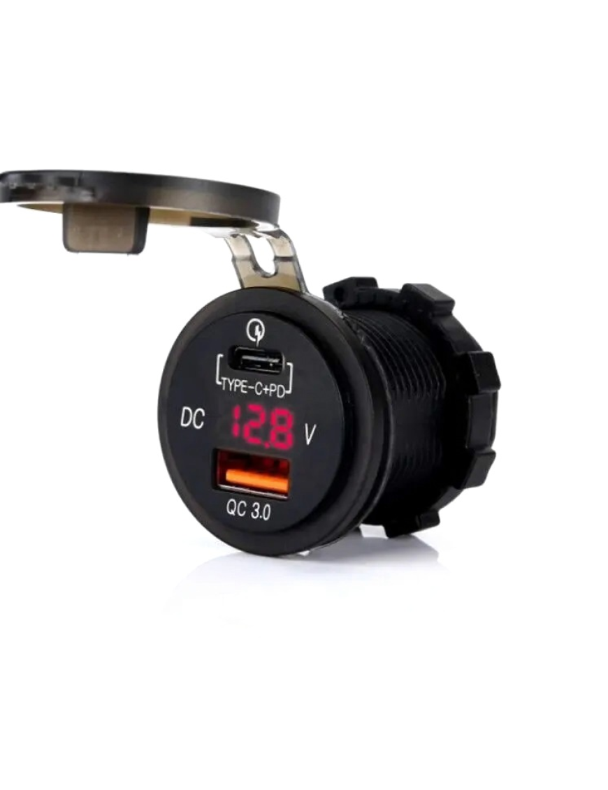 Адаптер USB зарядка QC 3.0 + PD Type-C 18W з вольтметром