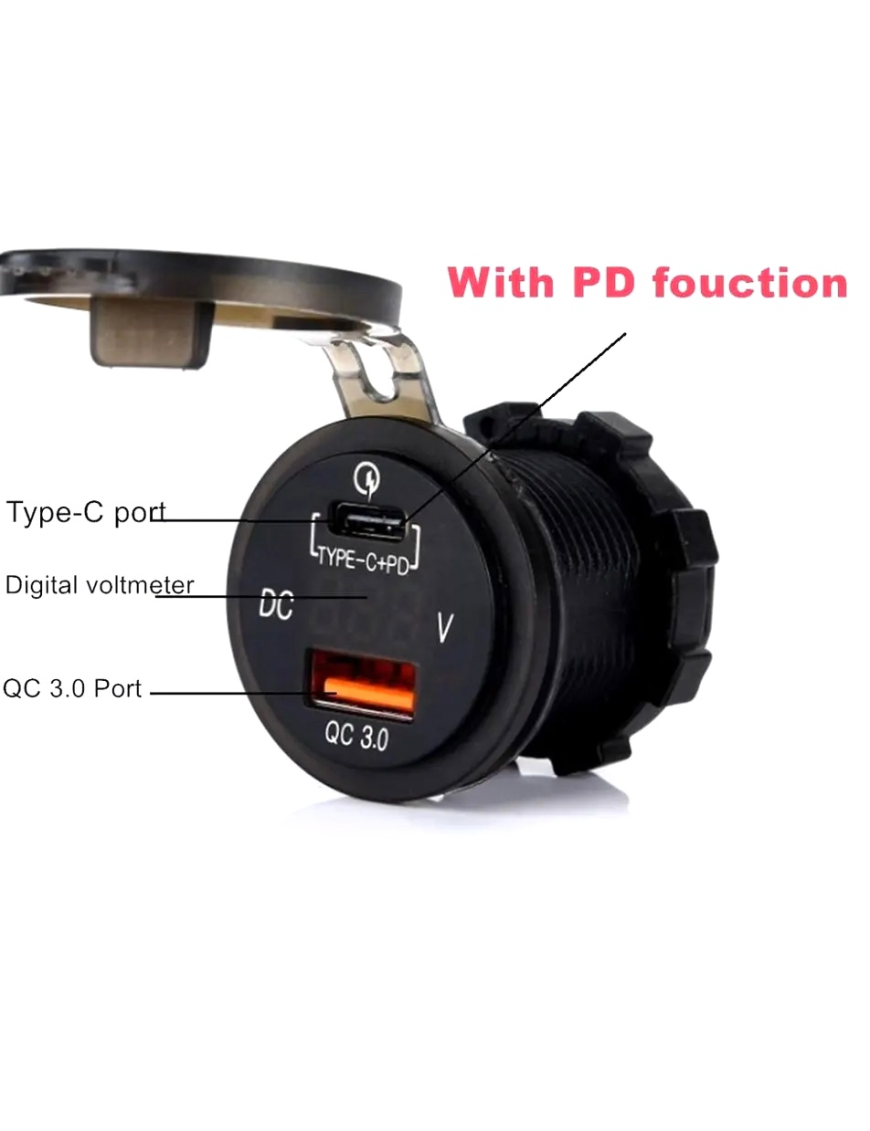 Адаптер USB зарядка QC 3.0 + PD Type-C 18W з вольтметром