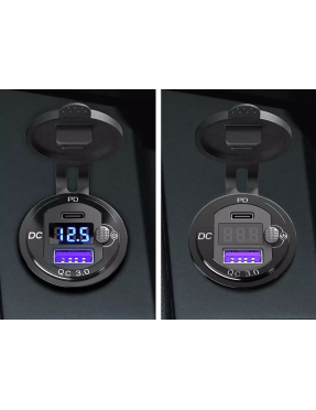 Адаптер USB зарядка QC 3.0 + PD Type-C 20W з кнопкою. Металевй корпус