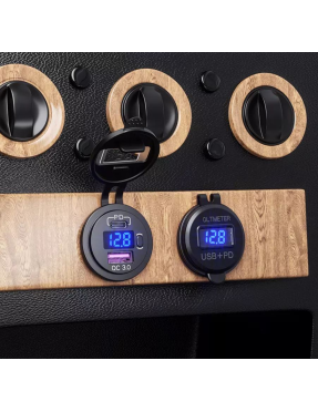 Адаптер USB зарядка 48W QC 3.0 + PD Type-C з кнопкою вольтметром і кабелем