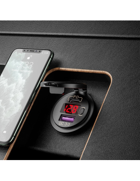 Адаптер USB зарядка QC 3.0 + PD Type-C 20W з кнопкою. Металевй корпус