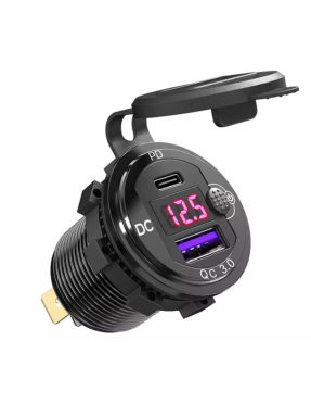 Адаптер USB зарядка QC 3.0 + PD Type-C 20W з кнопкою. Металевй корпус