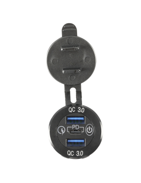 Адаптер USB зарядка QC 3.0 + PD Type-C 30W з кнопкою. Металевий корпус
