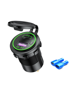 Адаптер USB зарядка QC 3.0 + PD Type-C 45W з кнопкою