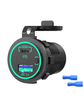 Адаптер USB зарядка QC 3.0 + PD Type-C 65W з кнопкою