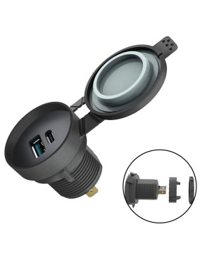 Врізна USB зарядка QC 3.0+PD Type-C 20W Вологозахист Ip67