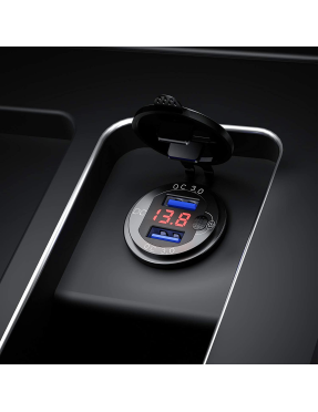 Адаптер USB зарядка QC 3.0 з вольтметром і кнопкою. Металевий корпус