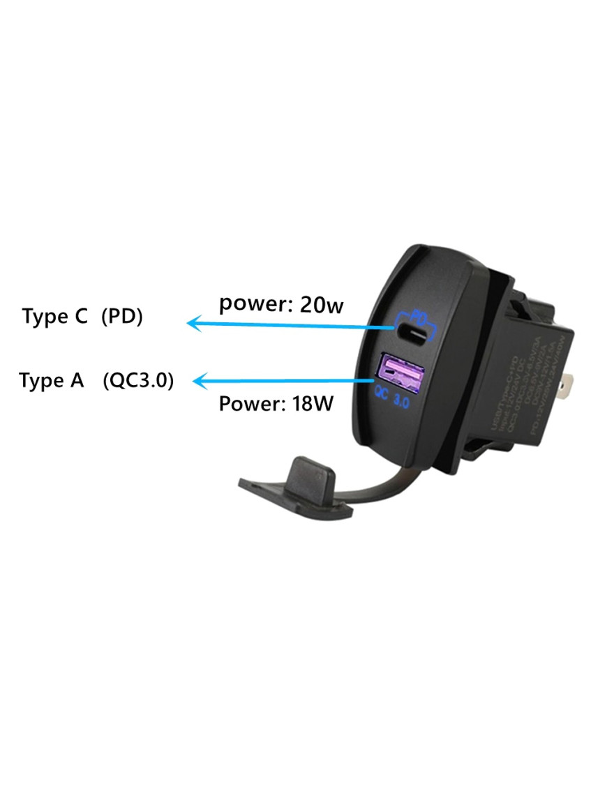 USB зарядка QC 3.0 + PD 20W у місце штатної заглушки