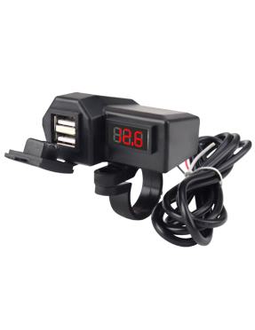 USB зарядка для мотоцикла 3.1А з вольтметром і кнопкою. Універсальна