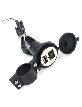 USB зарядка для мотоцикла 2.1А з кнопкою на кермо