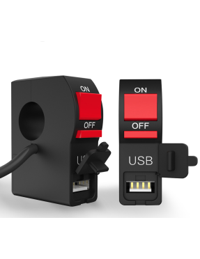 USB зарядка для мотоцикла 2А на кермо з дод. кнопкою