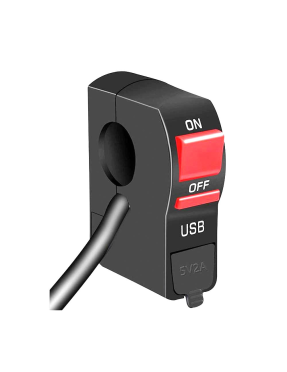 USB зарядка для мотоцикла 2А на кермо з дод. кнопкою