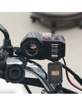 USB зарядка для мото 4.2А з вольтметром прикурювачем і кнопкою Універсальна